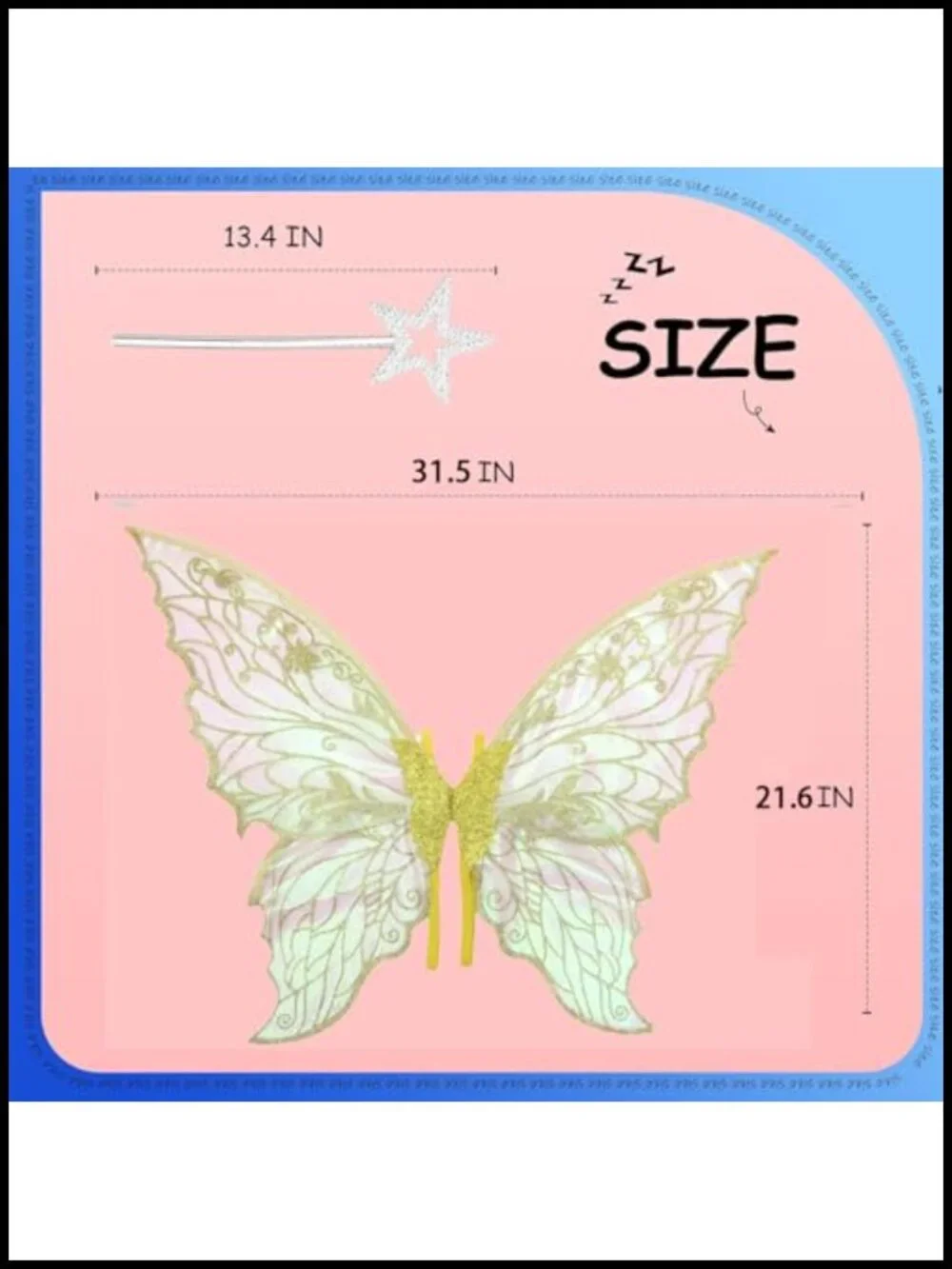 Fairy Costume Set with Wings, Wand, Floral Garland, Tinsel & Elf Ears –
